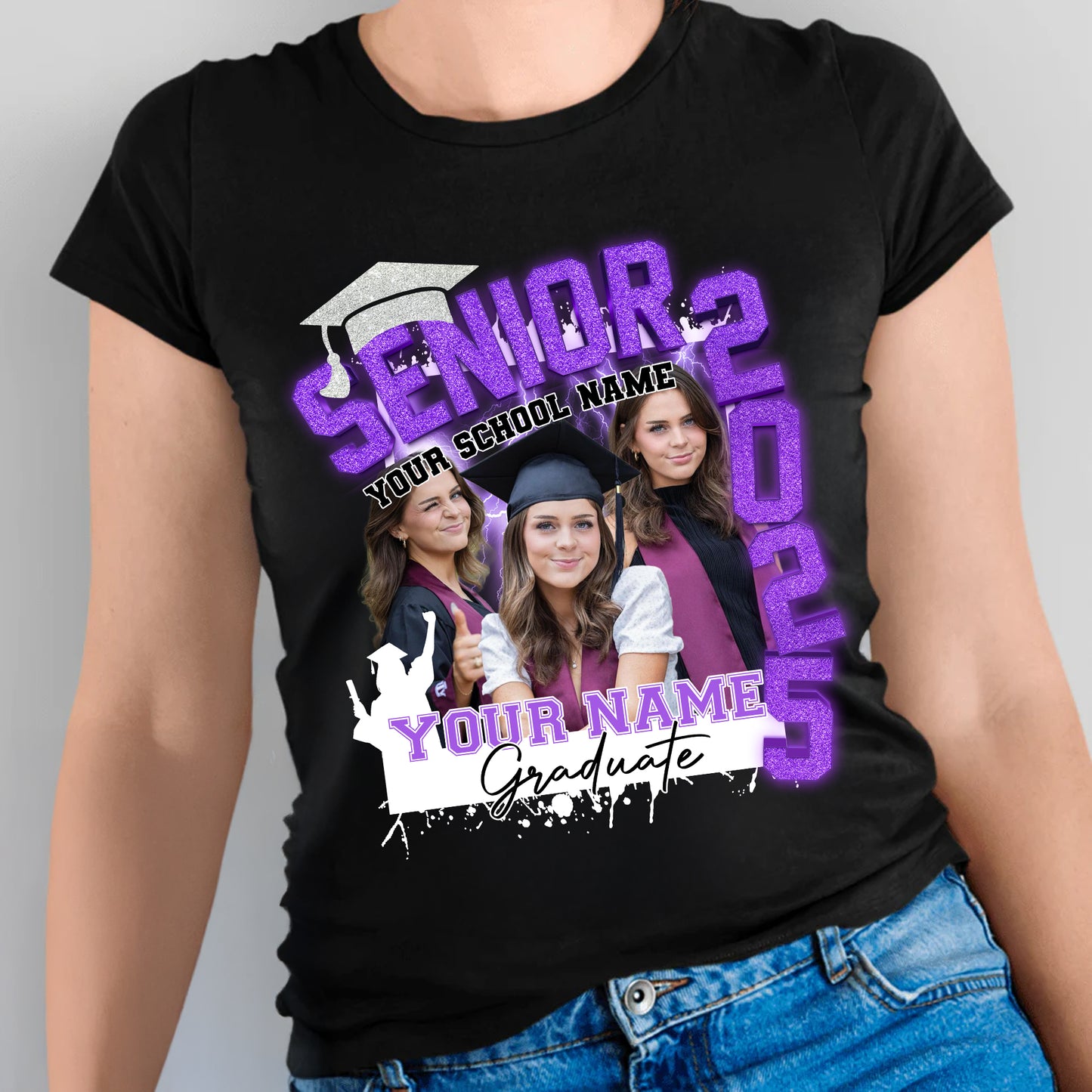 Senior 2025 Personalized Graduation Shirt Upload Photo T-shirt, Graduation Gift