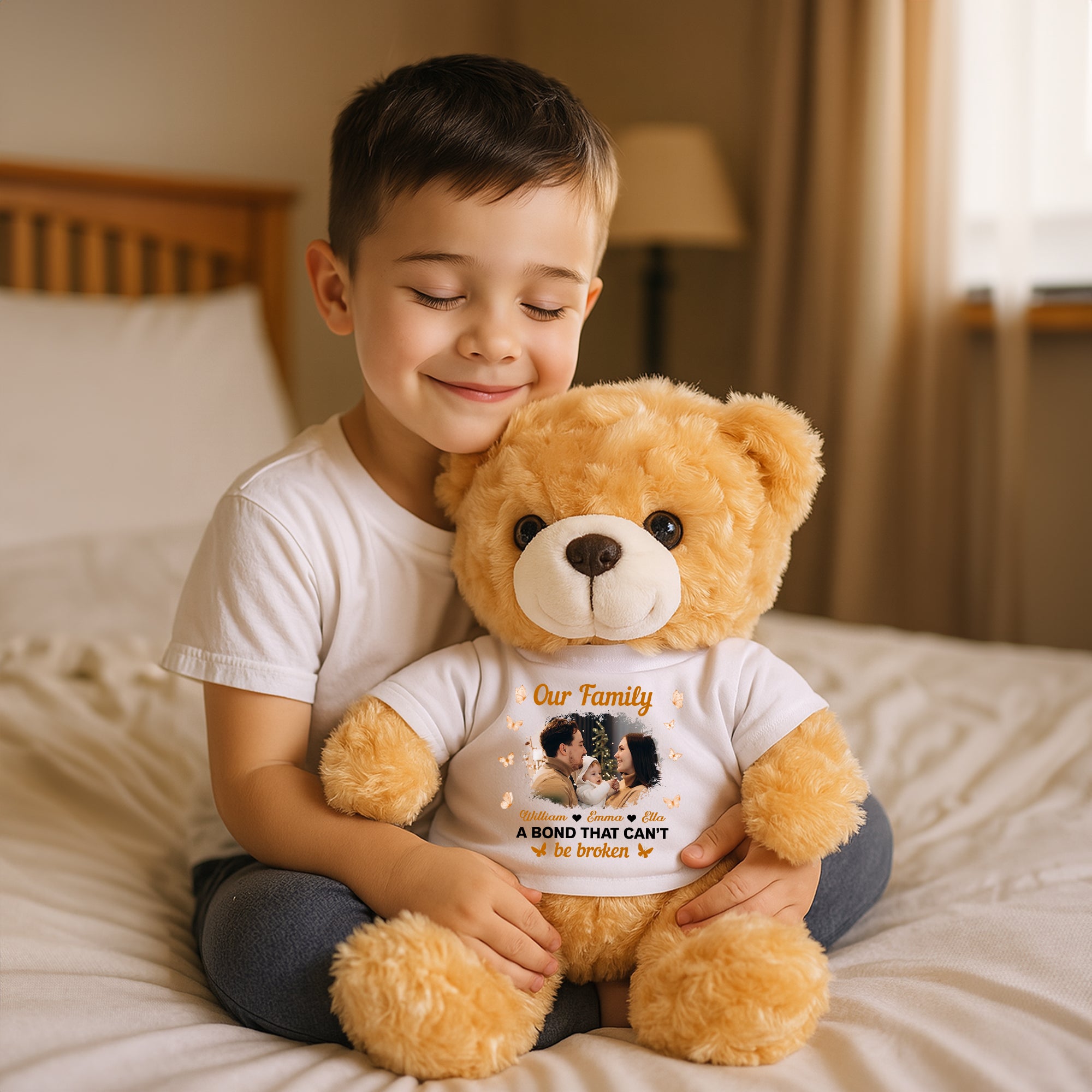Our Family - Personalized Bear Plush - Custom Name and Photo Teddy Bear