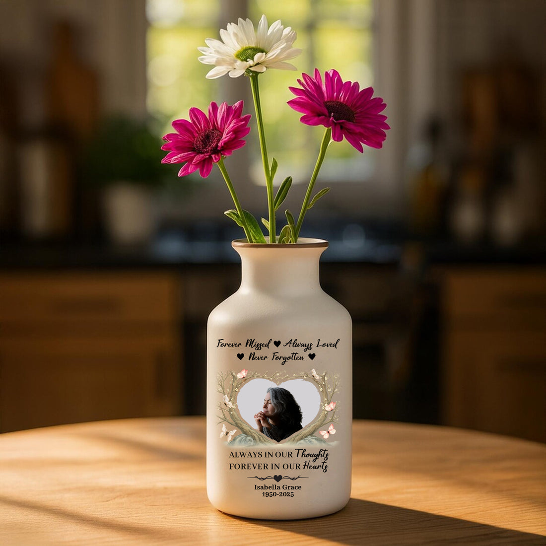 Forever Missed - Personalized Elegant Ceramic Flower Pot Minimalist - Memorial Gift