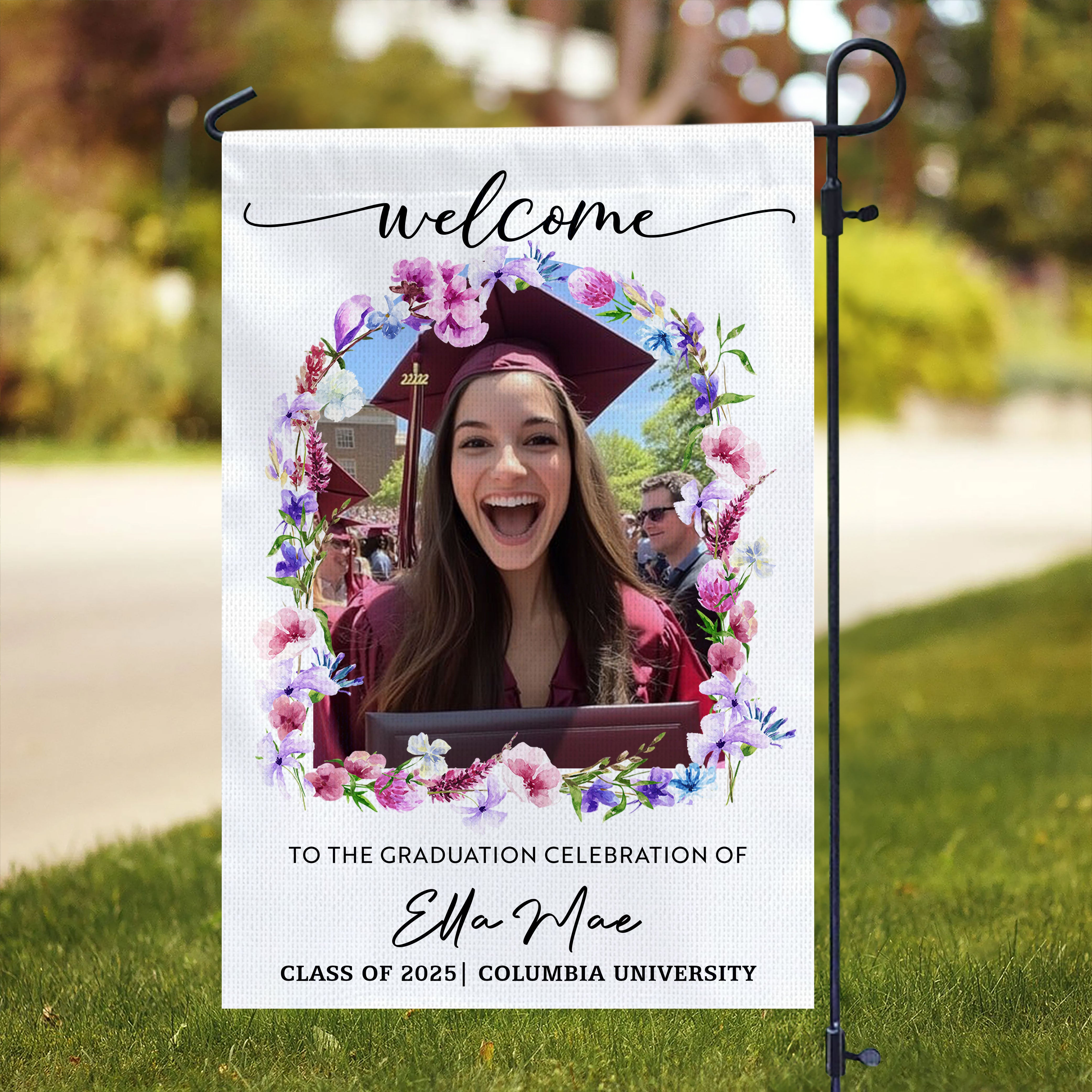 Custom Graduation Flag | Graduation Party Flag With Photo – Graduation Garden Flag & Party Decor