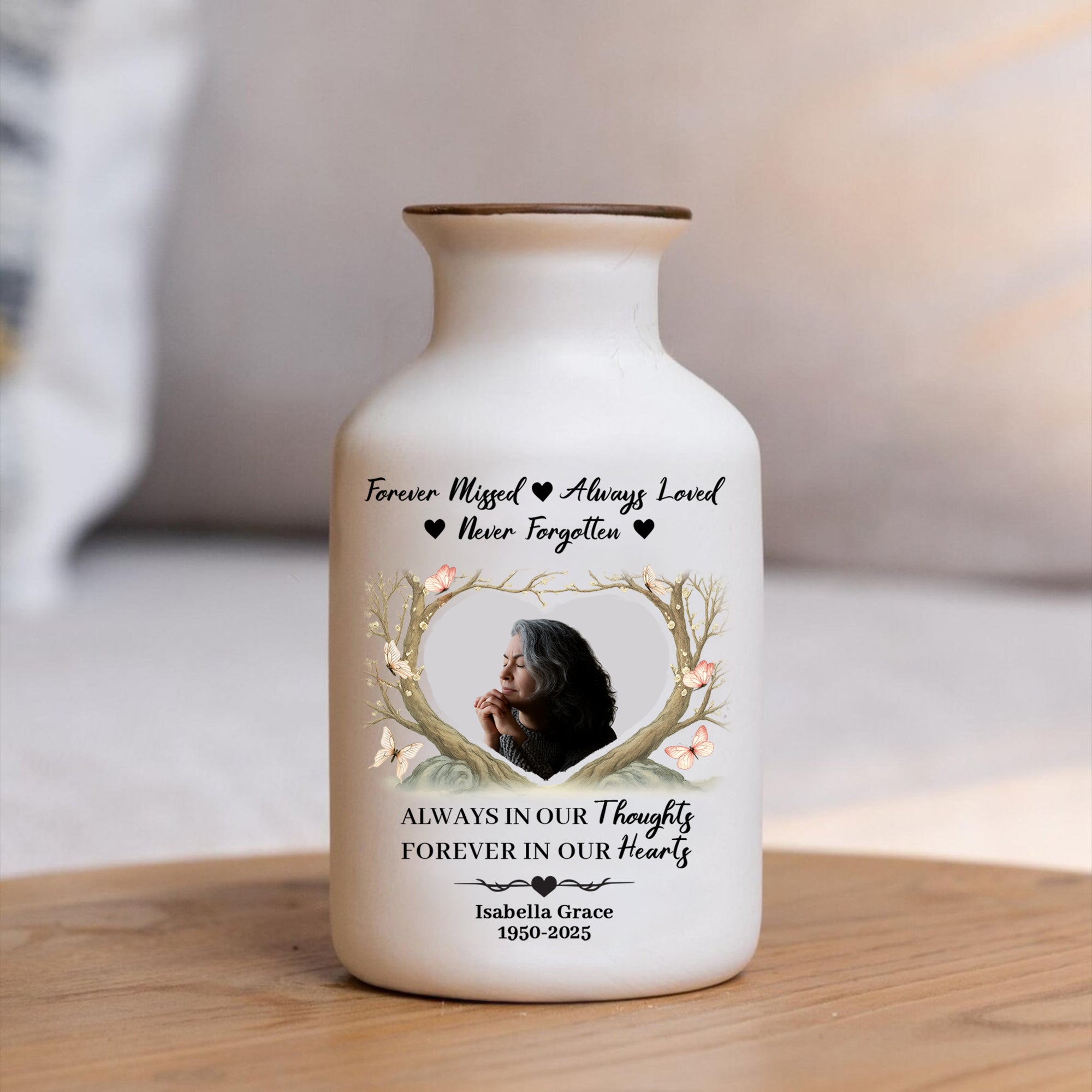 Forever Missed - Personalized Elegant Ceramic Flower Pot Minimalist - Memorial Gift