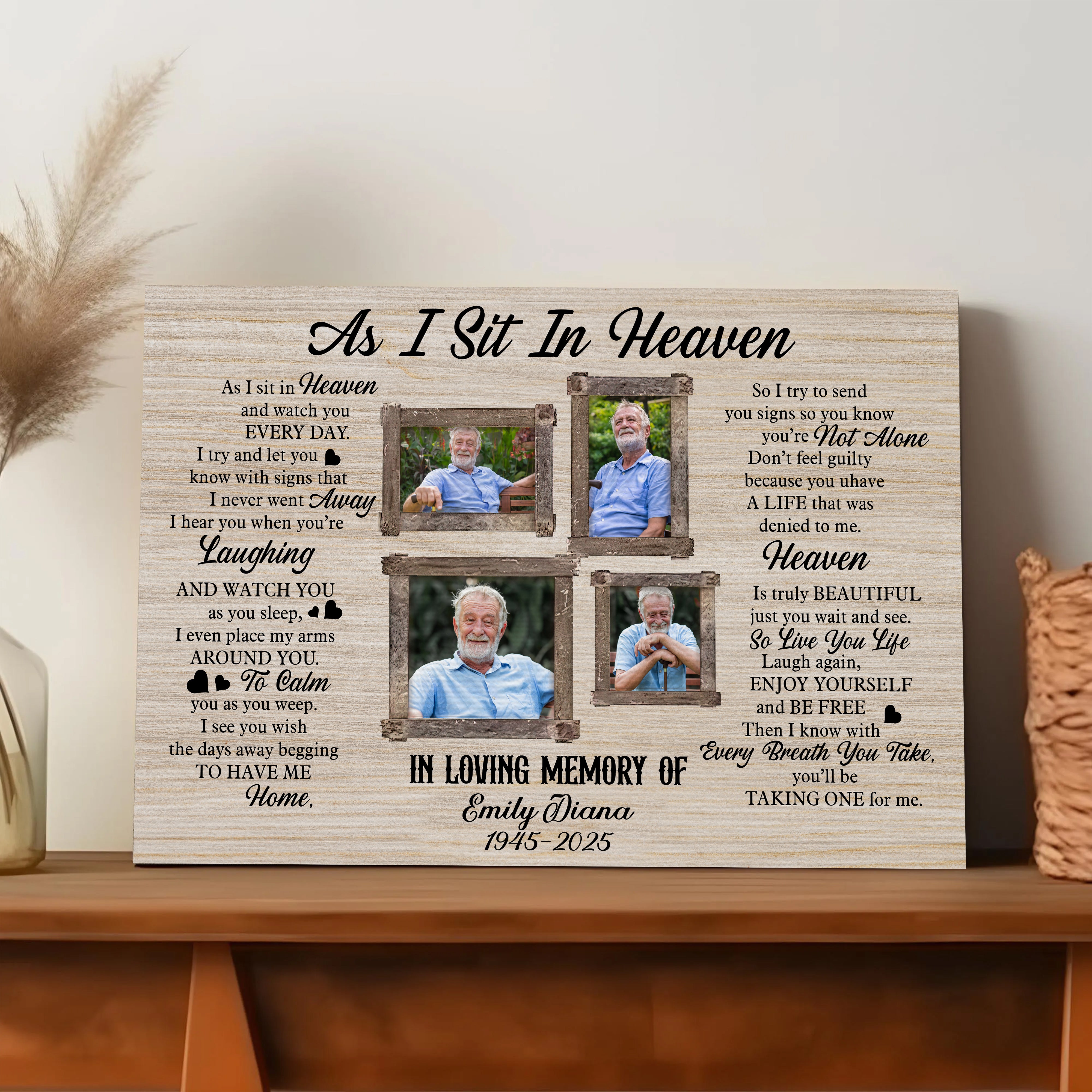 As I Sit In Heaven - Custom Name and Photo - Personalized Canvas Print - Family Decor