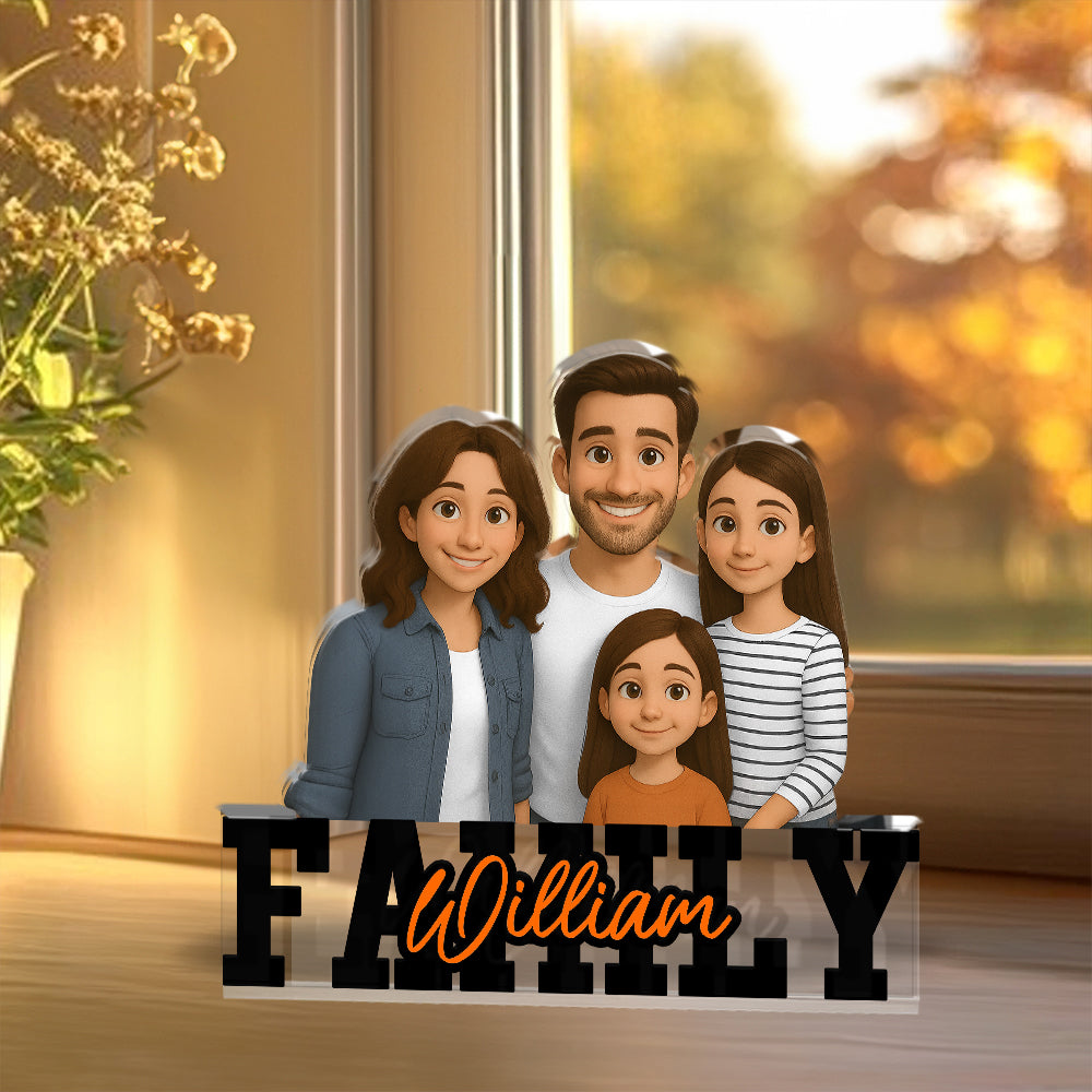 Custom Photo and Family Name - Personalized Family Gift - Custom Shape Acrylic Block Plaque