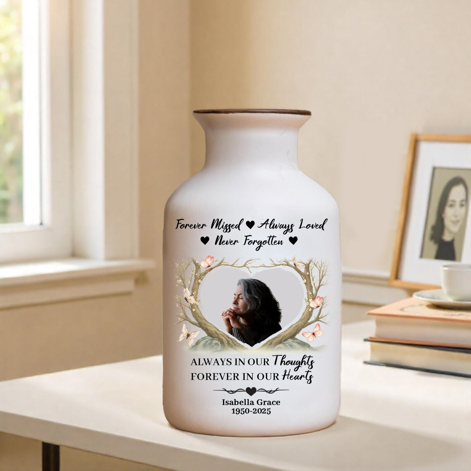 Forever Missed - Personalized Elegant Ceramic Flower Pot Minimalist - Memorial Gift