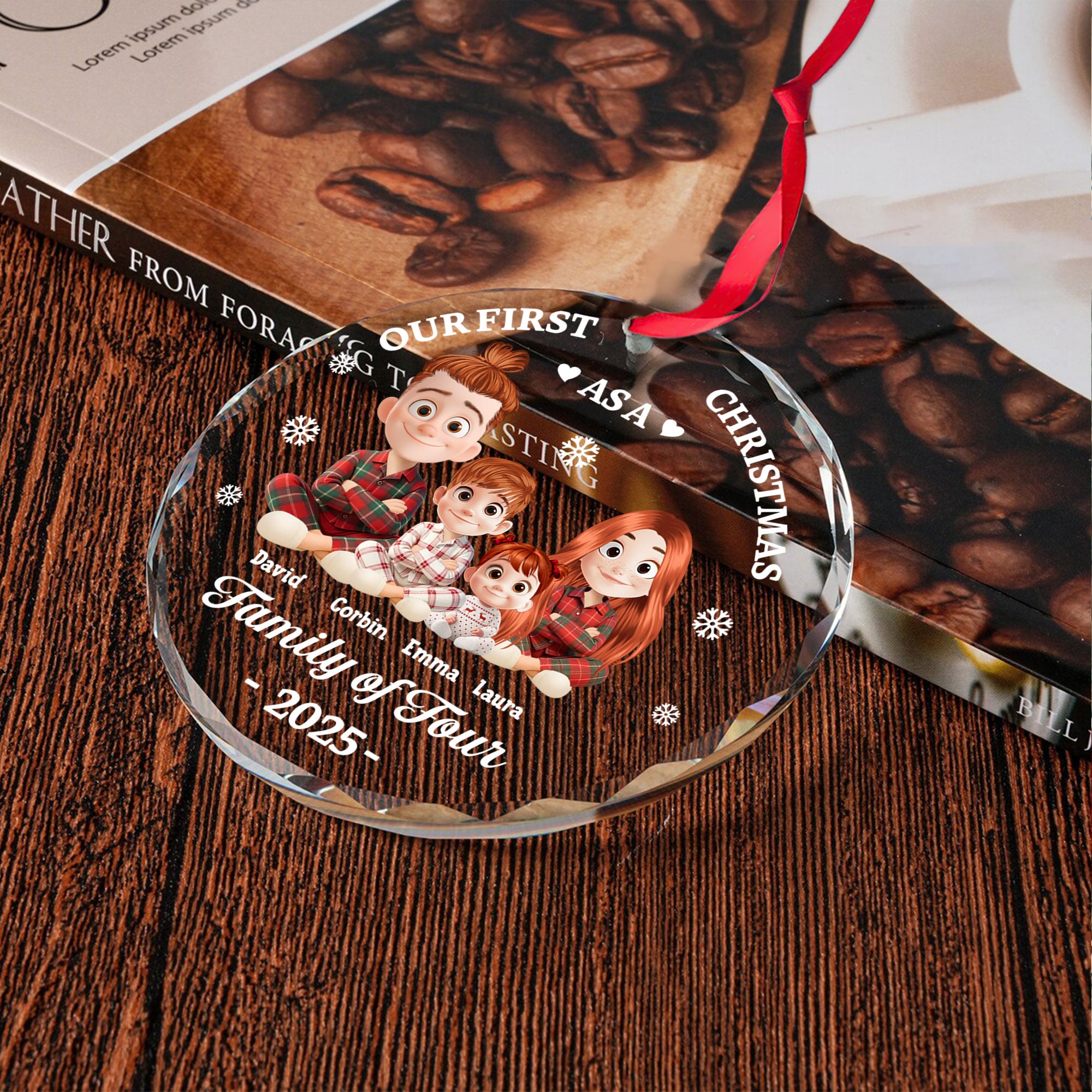 Our First Christmas - Custom Name and Appearance  - Personalized Custom Glass Ornament