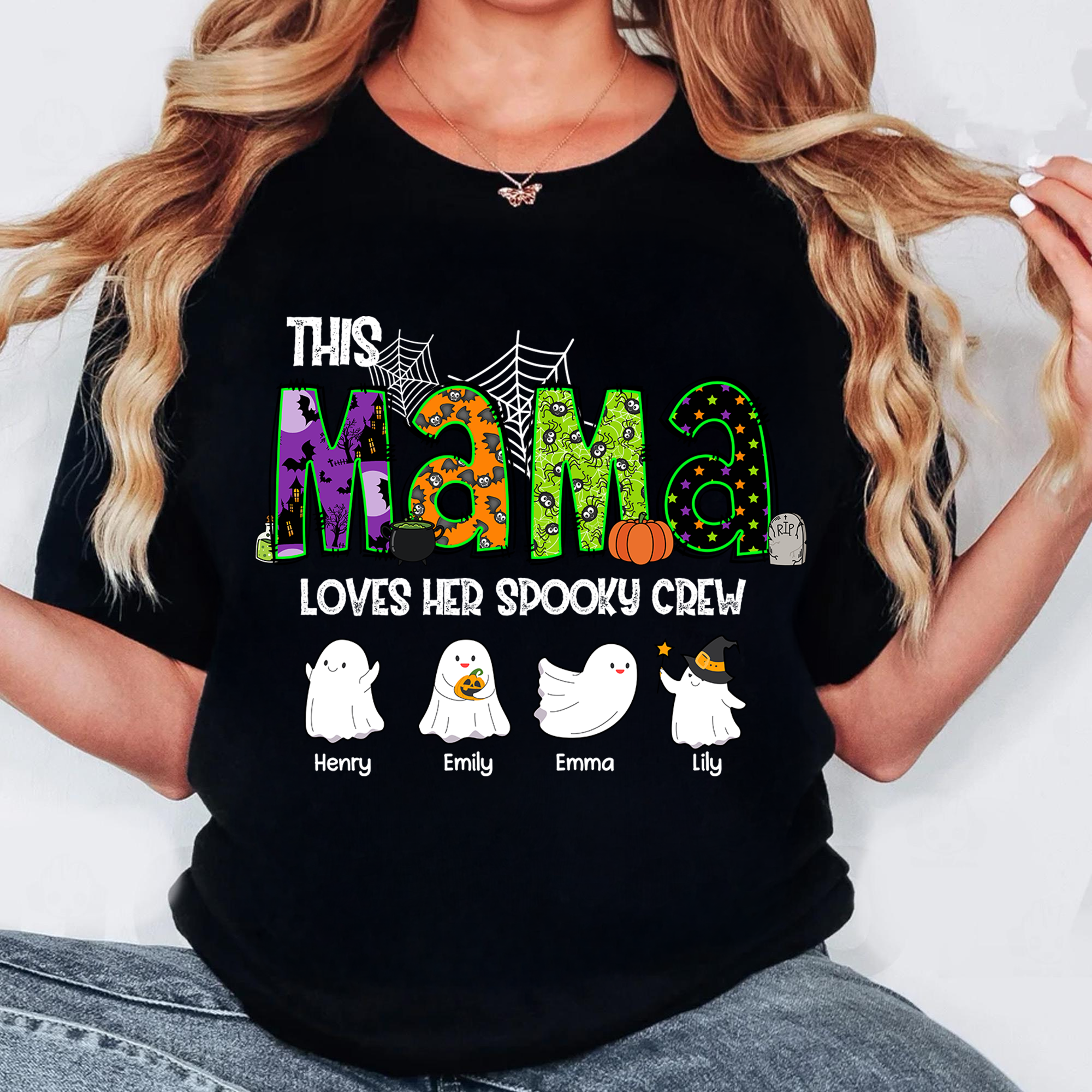 Spooky Crew- Custom Name Shirt - Personalized Shirt Custom T-shirt - Halloween Shirt for Mom