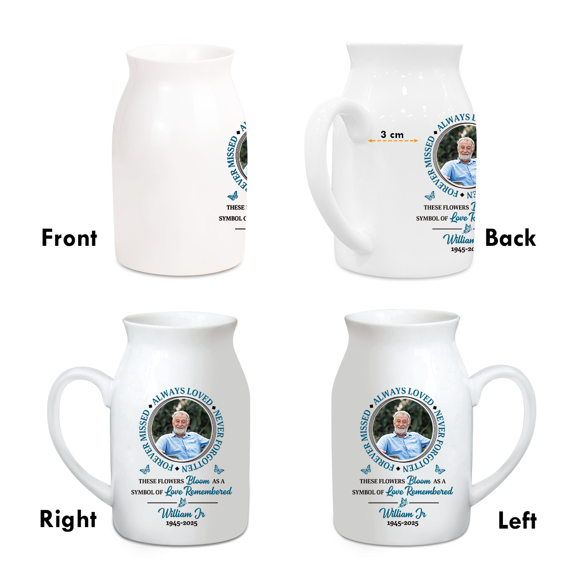 Always Loved - Personalized Ceramic Flower Vase - Memorial Gift