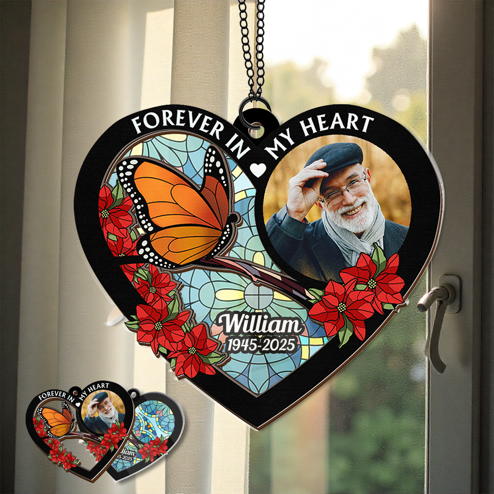 Custom Name and Photo Memorial Ornament 2-layered  - Custom Shape Hologram Ornament