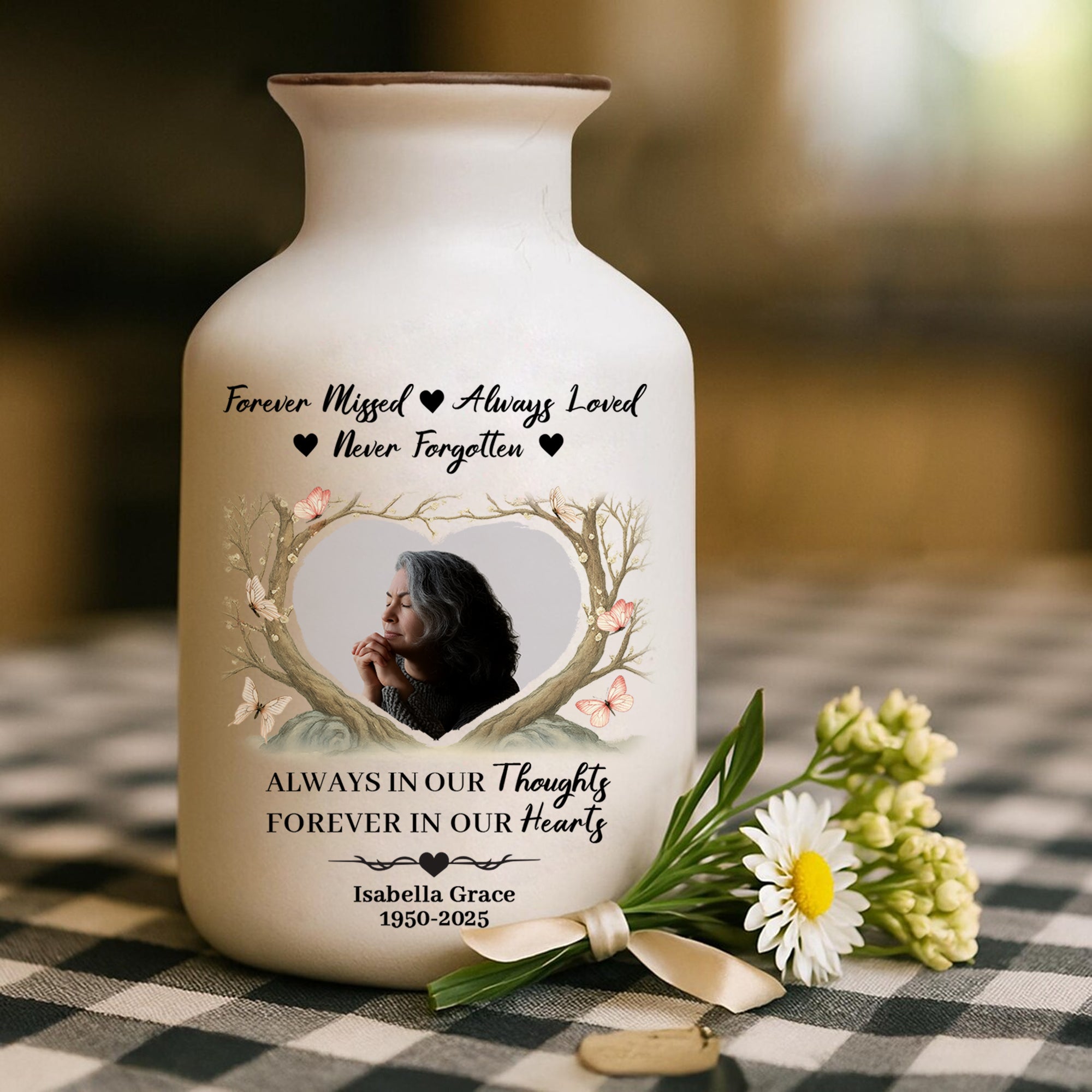 Forever Missed - Personalized Elegant Ceramic Flower Pot Minimalist - Memorial Gift
