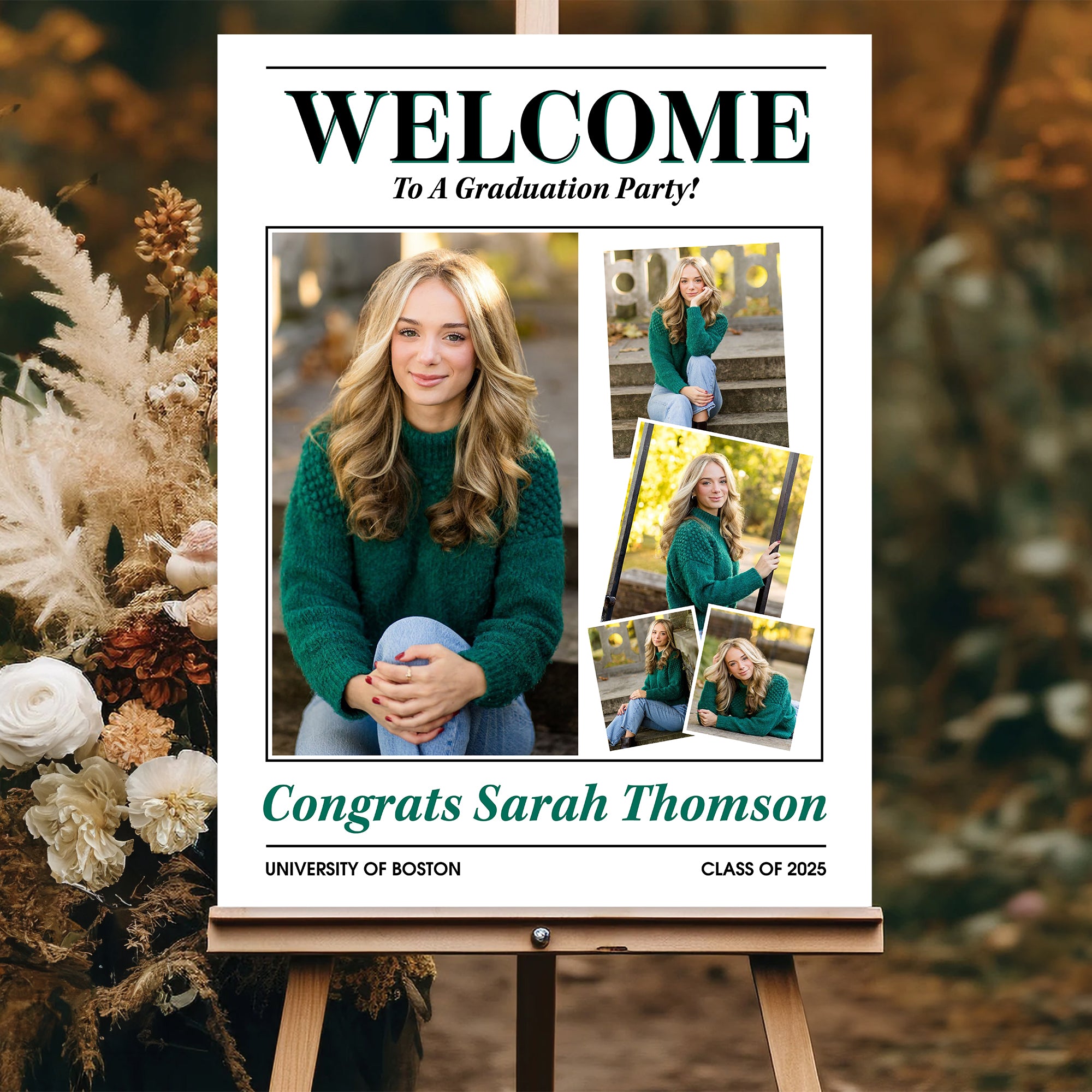 Welcome To A Graduation Party Class Of School Personalized Multi Photo Welcome Sign