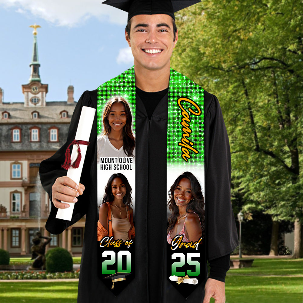Congrats Grad Class Of 2025 Multi Photos Stoles Personalized Graduation Gift