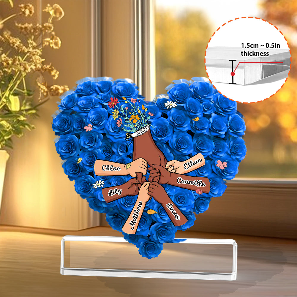 Family Heart - Personalized Name Gift - Custom Shape Acrylic Block Plaque