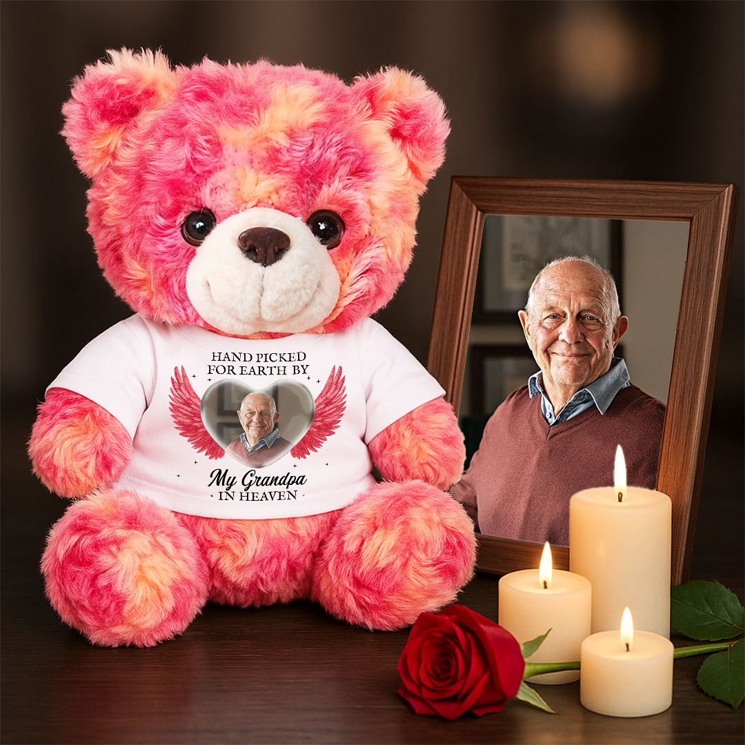 My Love In Heaven - Custom Name and Photo Teddy Bear