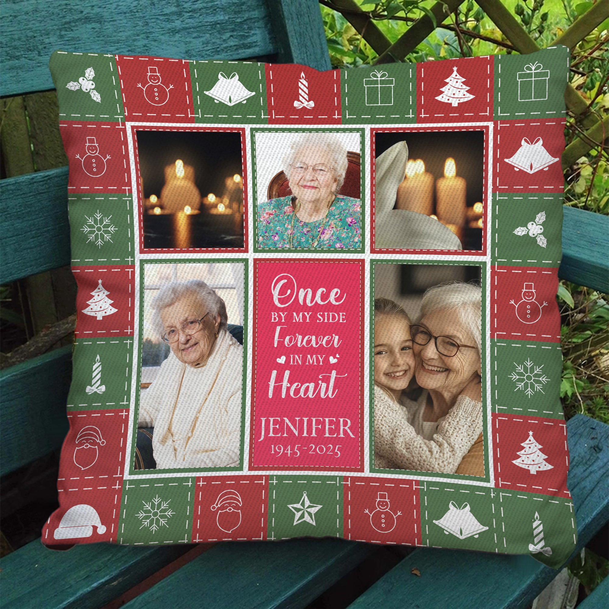 Christmas Memory - Custom Name and Photo Memorial Gift - Personalized Pillow