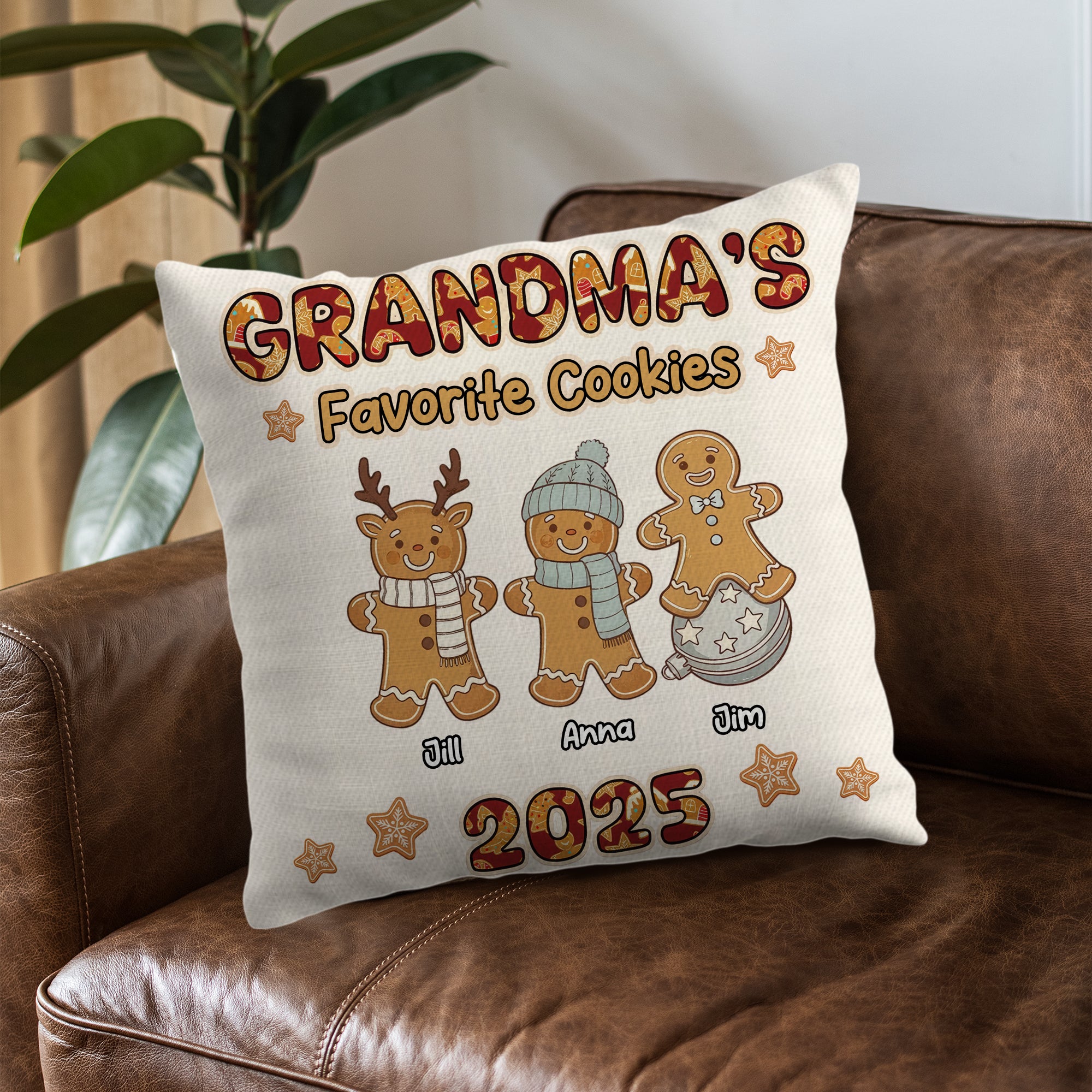 Custom Name - Grandma Favorite Cookies - Personalized Pillow - Christmas Gift