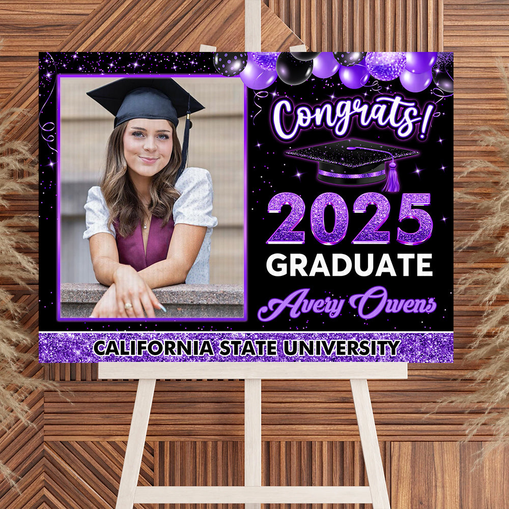 Graduation Gift, Congrats Class Of 2025 - Custom Photo And Texts Graduation Lawn Sign, Yard Sign