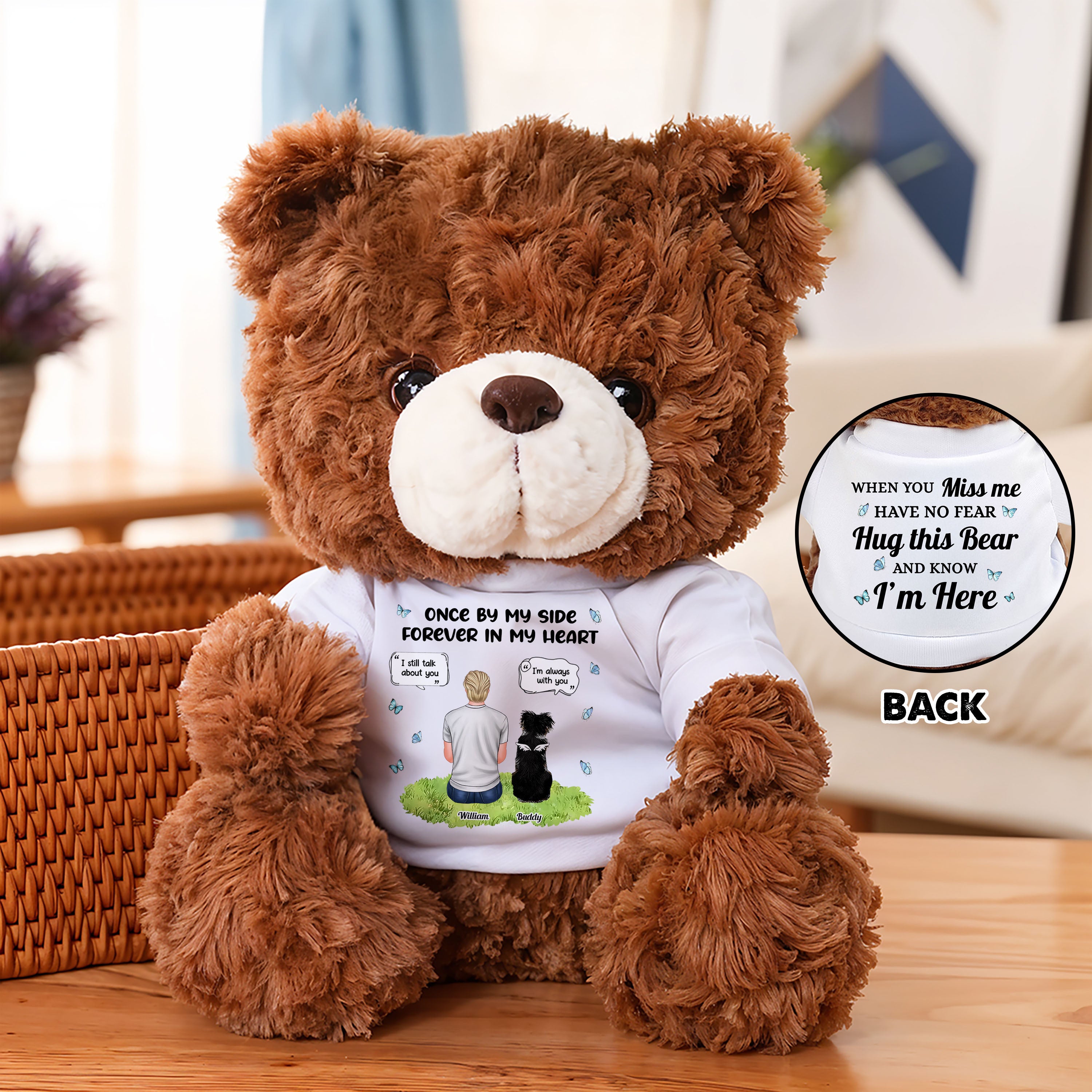 Personalized Memorial Bear Plush - Custom Name and Photo Teddy Bear - Memorial Teddy Bear