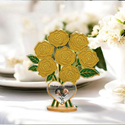 Family Rose Photo - Custom Photo and Name Family Gift  - Custom Shape Acrylic Block Plaque