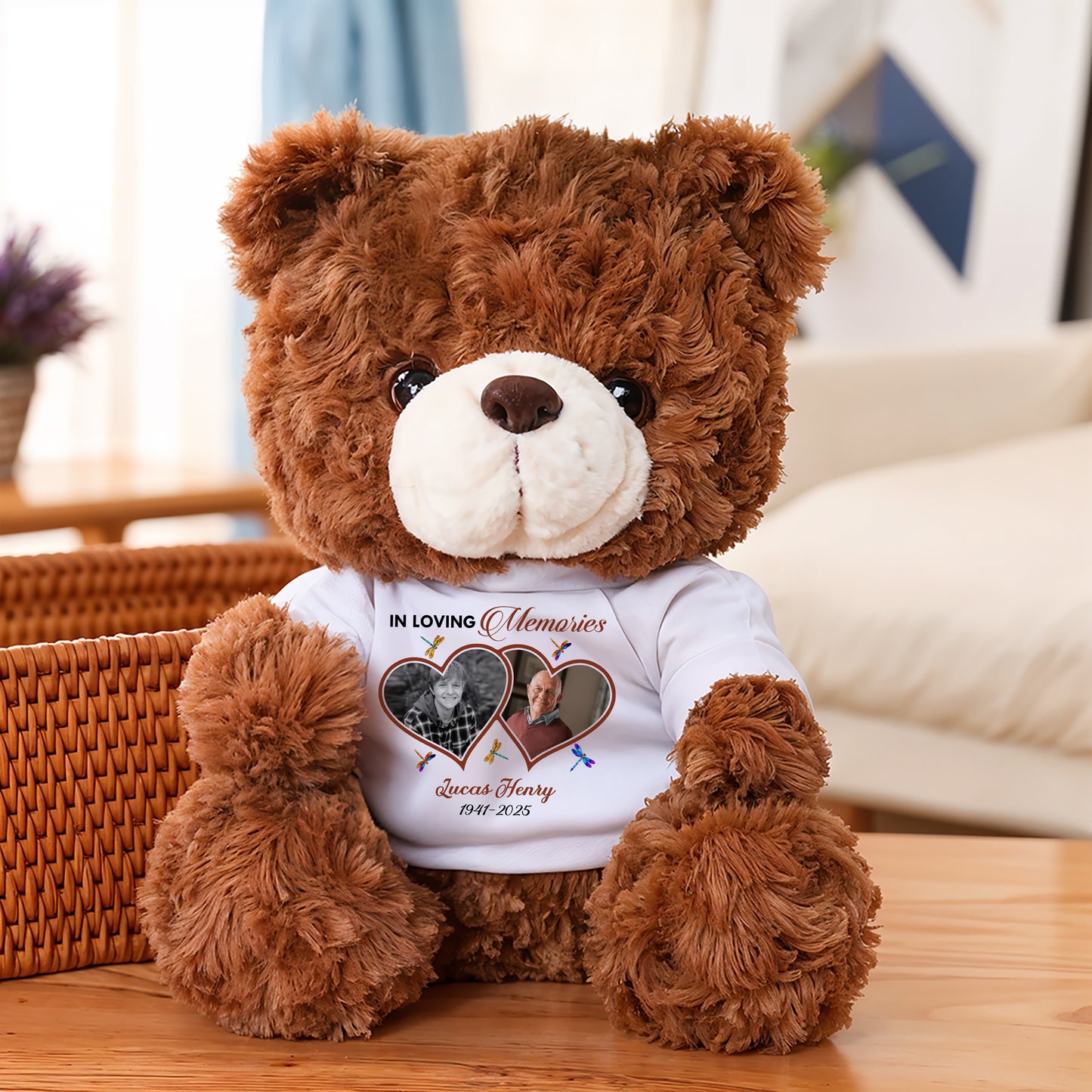 In Loving Memory - Personalized Memorial Bear Plush - Custom Name and Photo Teddy Bear