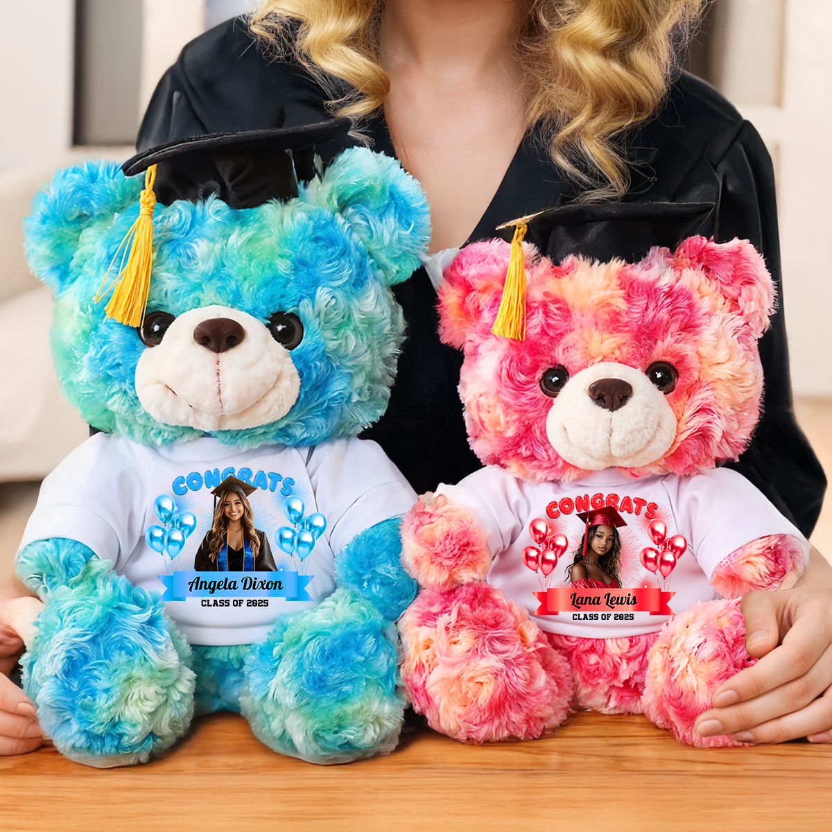 Family Personalized Custom Graduation Teddy Bear Plush - Graduate Bear With Cap