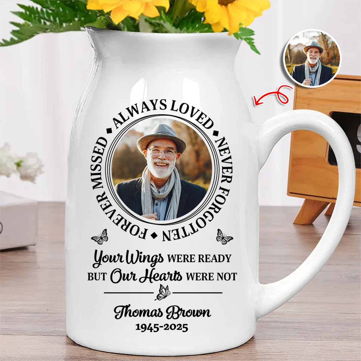 Always Loved - Personalized Ceramic Flower Vase - Sympathy Gift