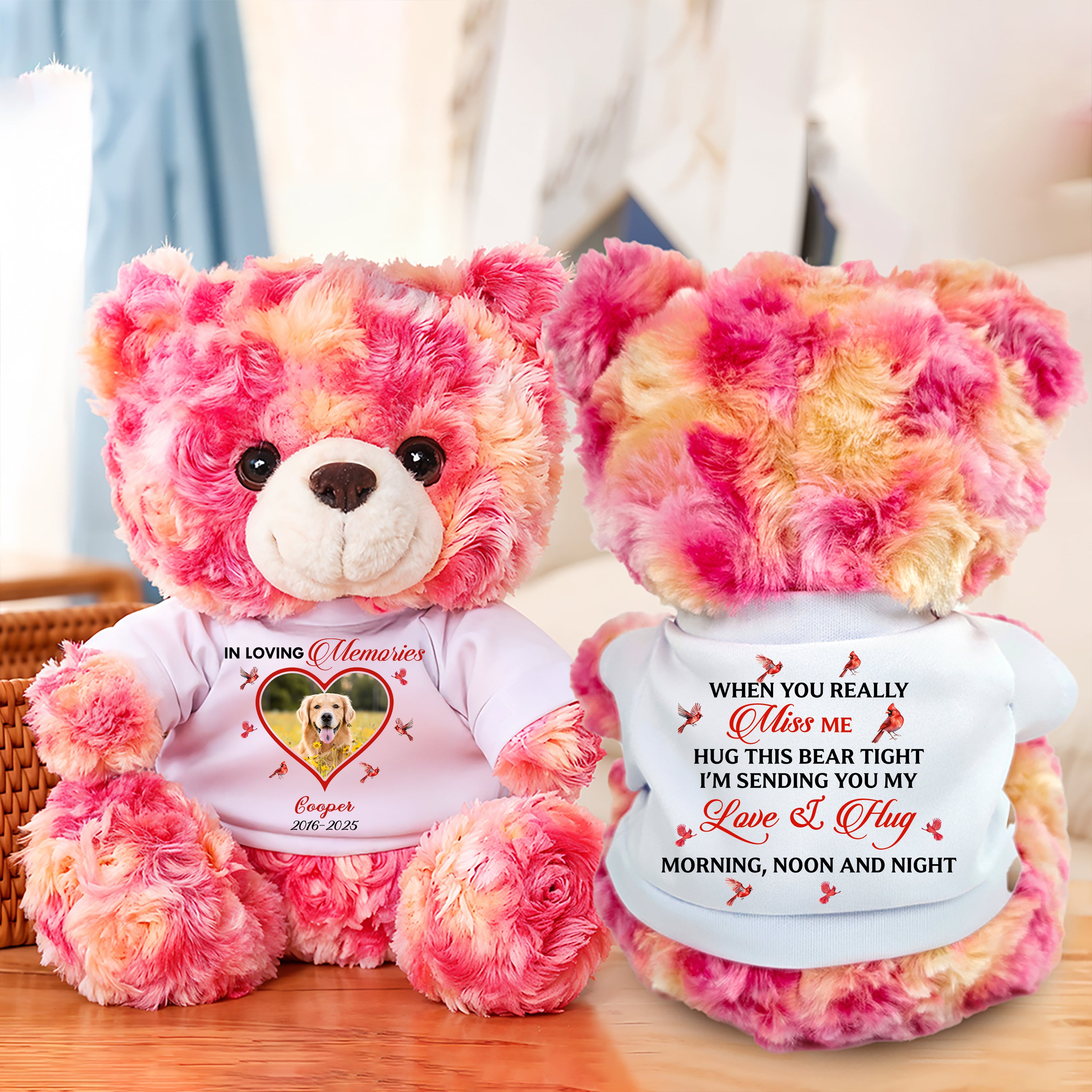 In Loving Memory - Personalized Memorial Bear Plush - Custom Name and Photo Teddy Bear