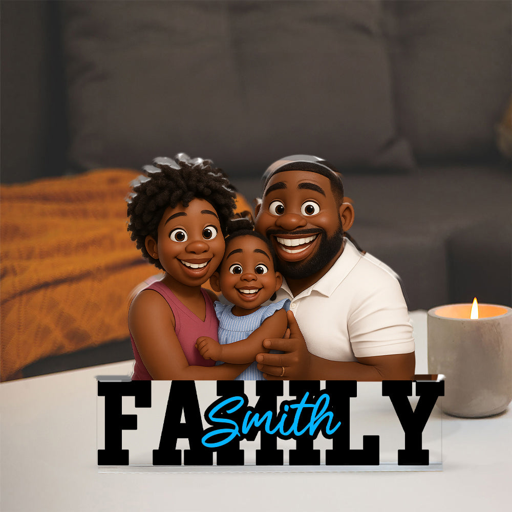 Custom Photo and Family Name - Personalized Family Gift - Custom Shape Acrylic Block Plaque