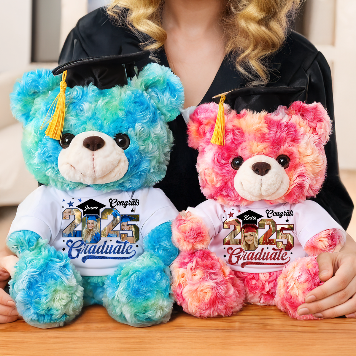2025 Photo Frame Personalized Custom Graduation Teddy Bear Plush - Graduate Bear With Cap