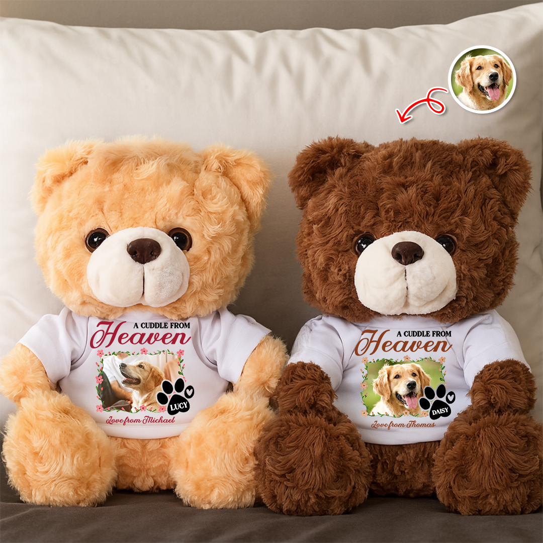 A Cuddle From Heaven - Memorial Gift - Custom Name and Photo Teddy Bear