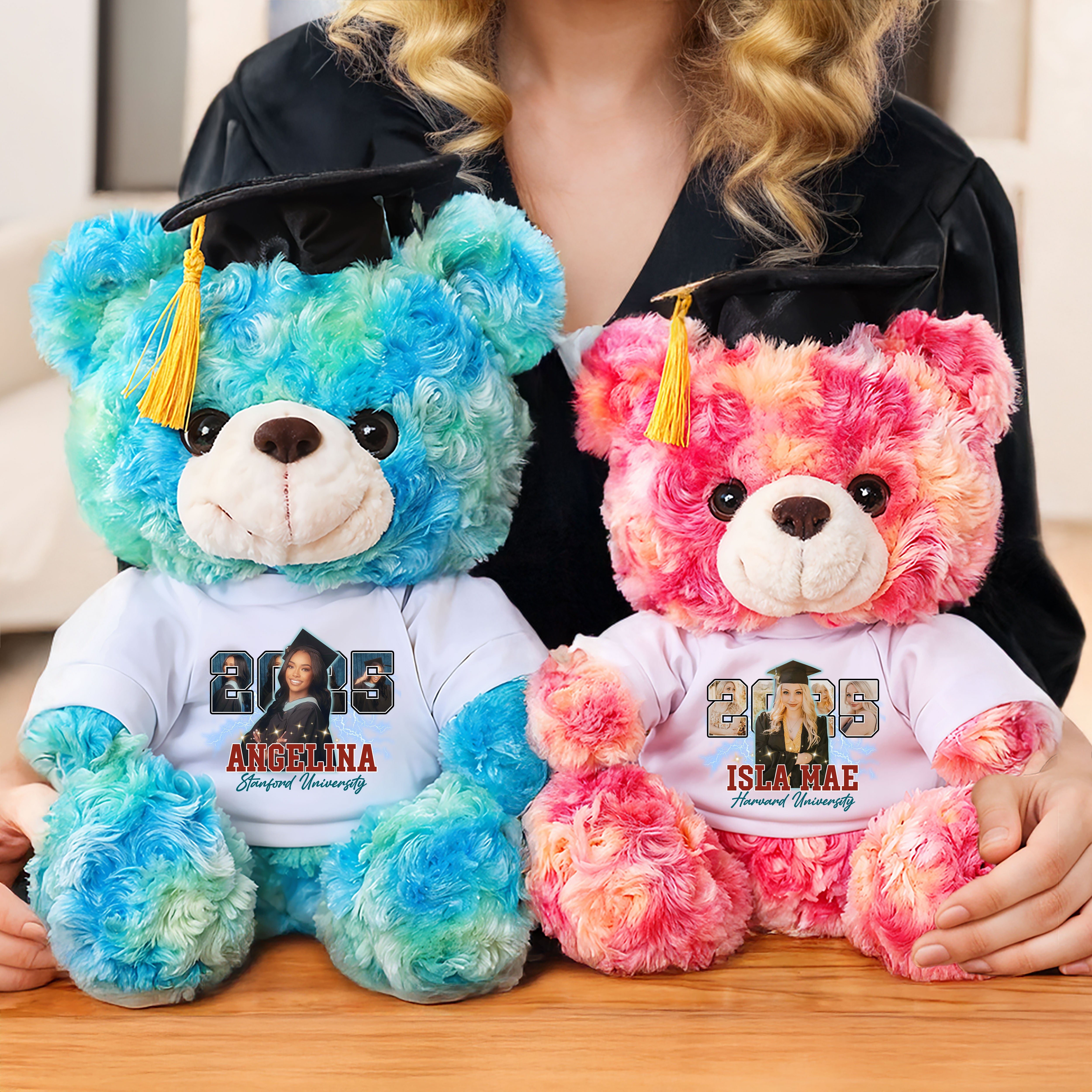 2025 Graduation Teddy Bear Plush - Custom Photo and Name  - Graduate Bear With Cap