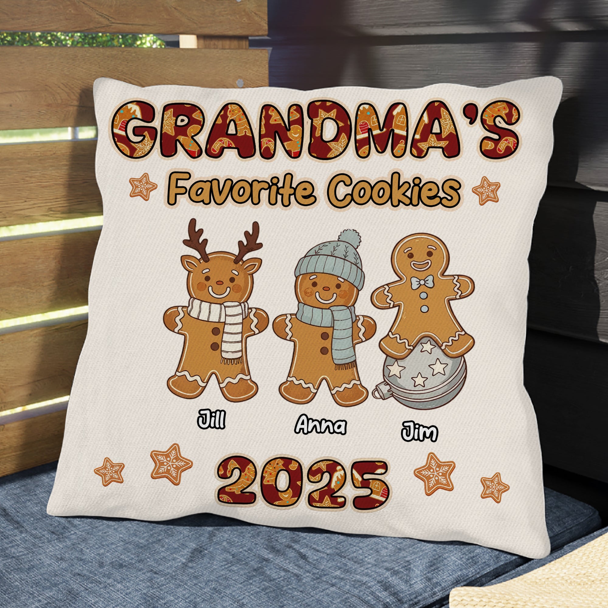 Custom Name - Grandma Favorite Cookies - Personalized Pillow - Christmas Gift