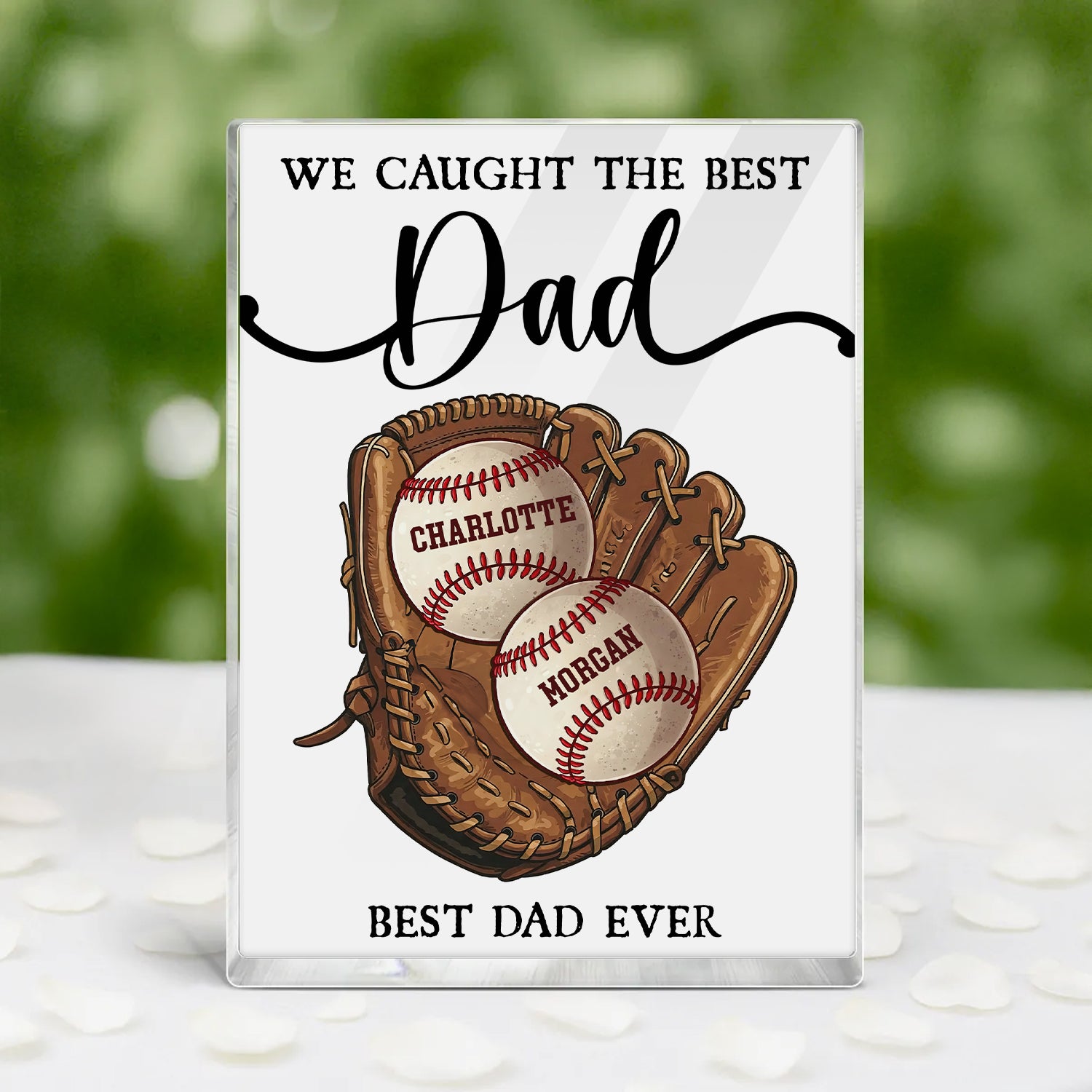 Personalized Baseball Dad Name Gift - Custom Shape Acrylic Block Plaque