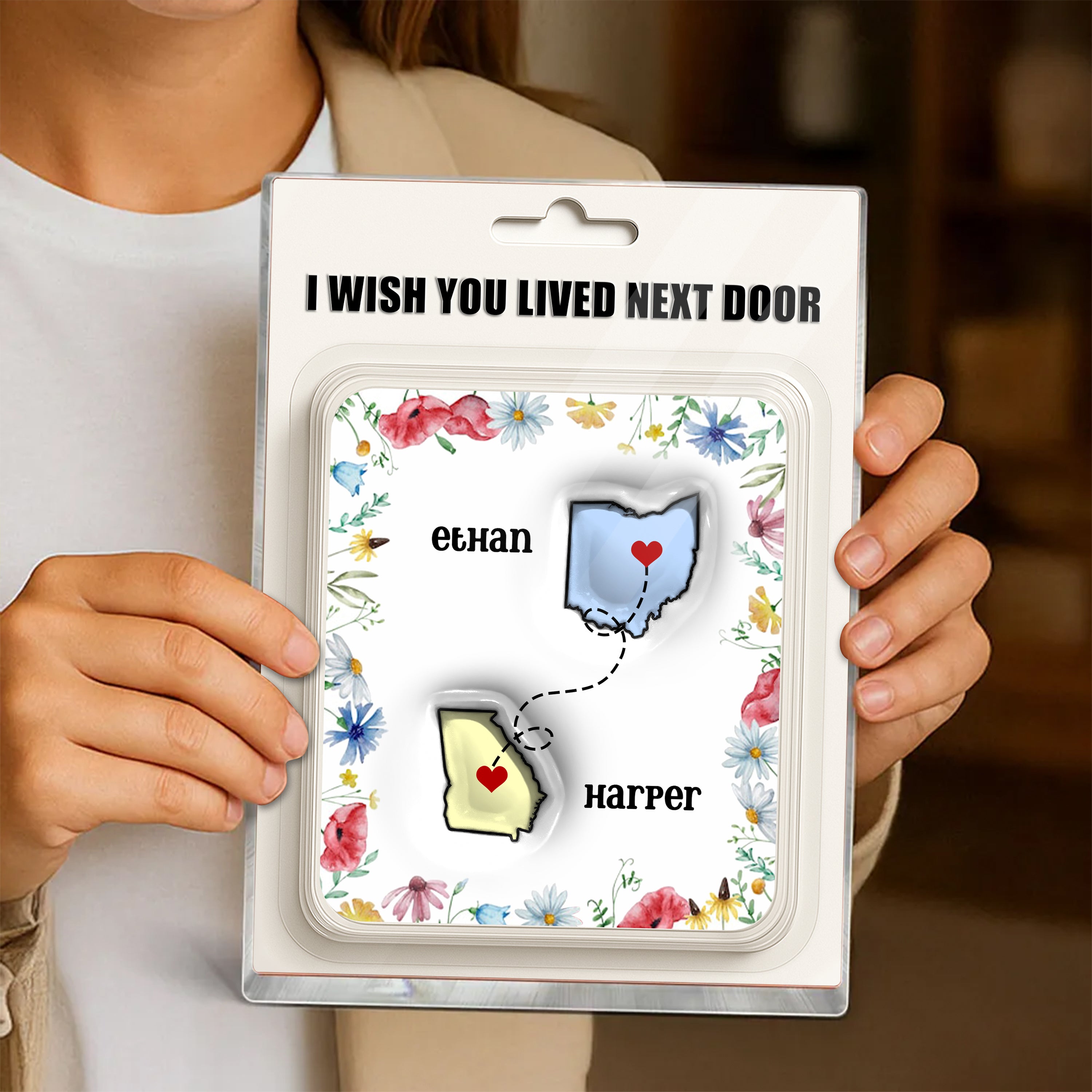 I Wish You Lived Next Door - Personalized Name Gift - Custom Shape Acrylic Block Plaque