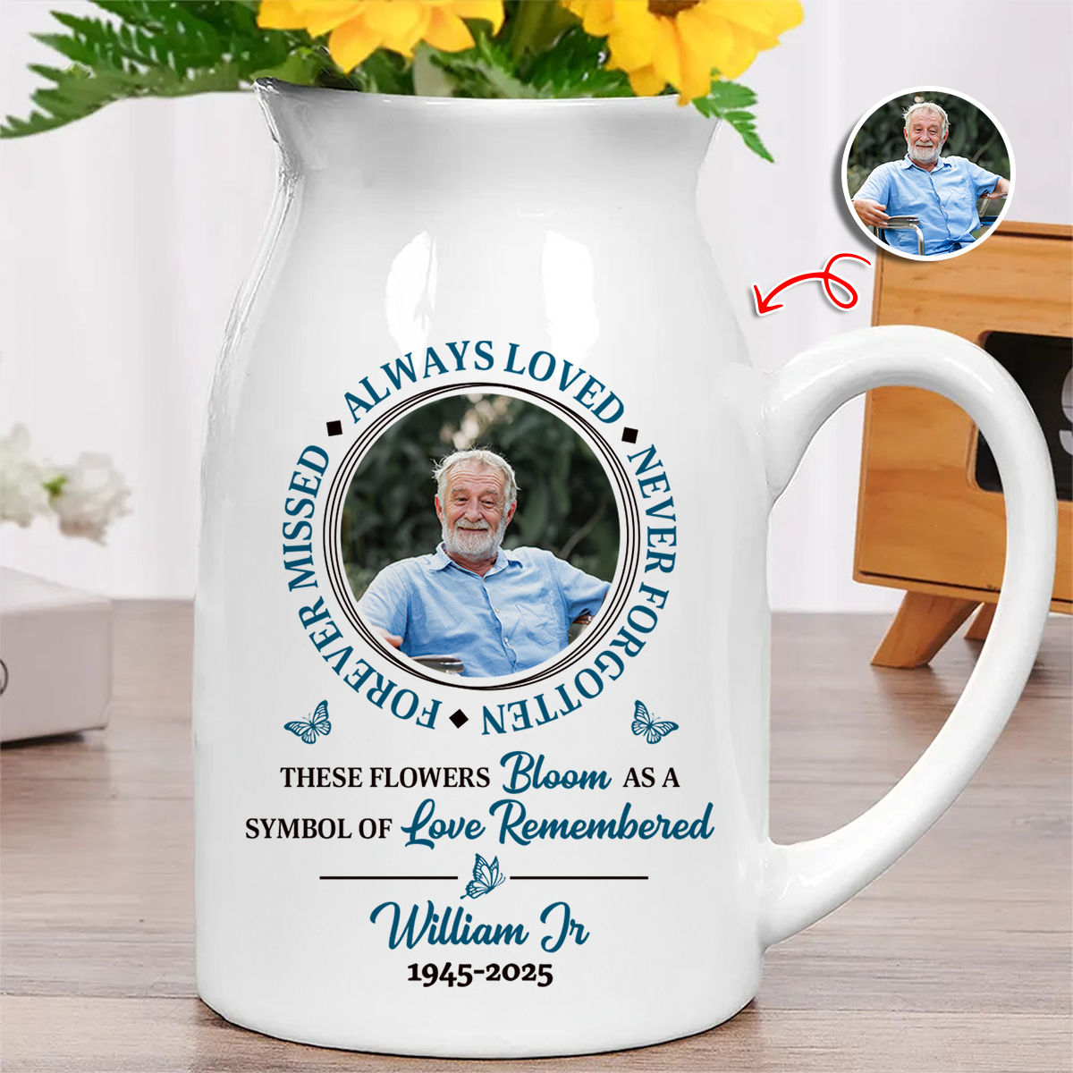 Always Loved - Personalized Ceramic Flower Vase - Memorial Gift