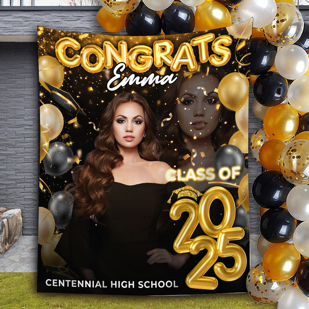 Personalized Congrats Class Of 2025 Backdrop, Custom Graduation Party Decorations