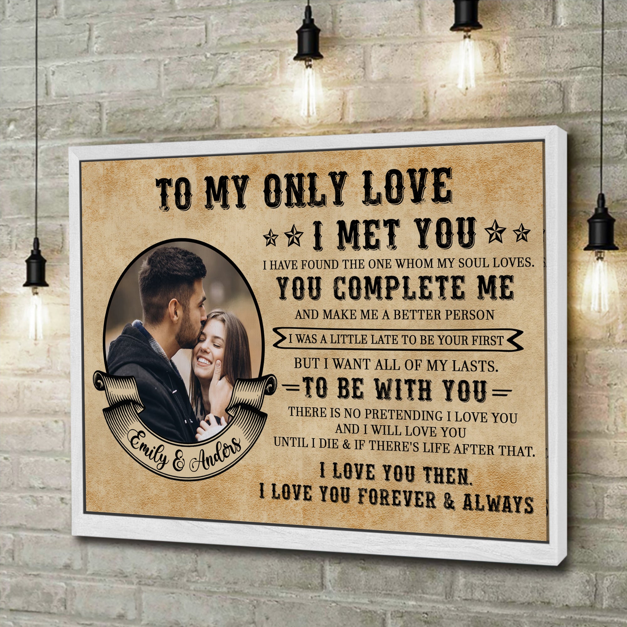 To My Only Love - Custom Couple Name - Canvas Sign - Anniversary Gift