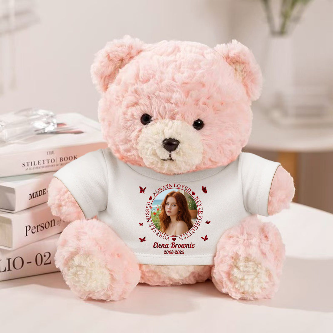 A Hug From Heaven Memorial Bear Plush - Custom Photo Cute Bear