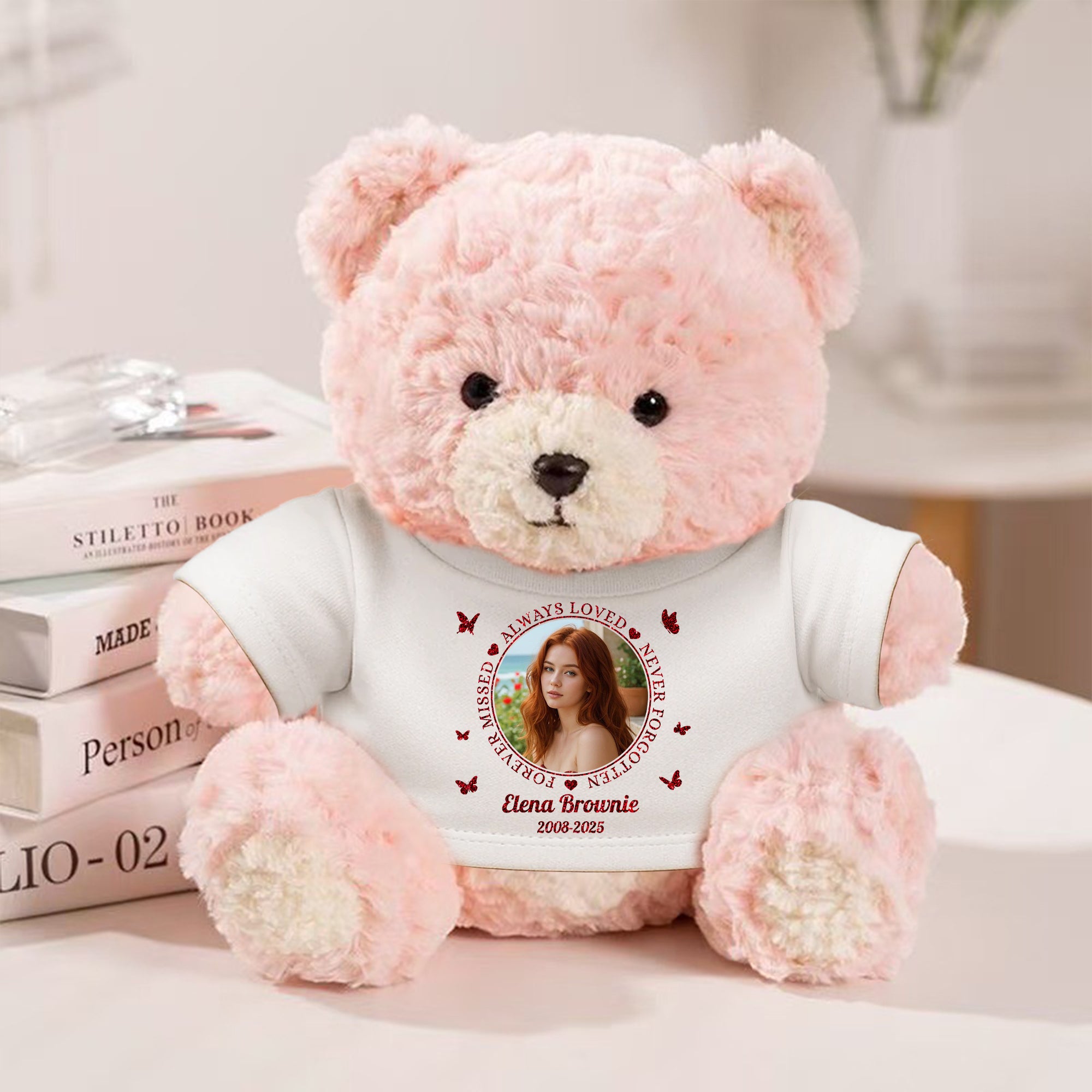 A Hug From Heaven Memorial Bear Plush - Custom Photo Cute Bear