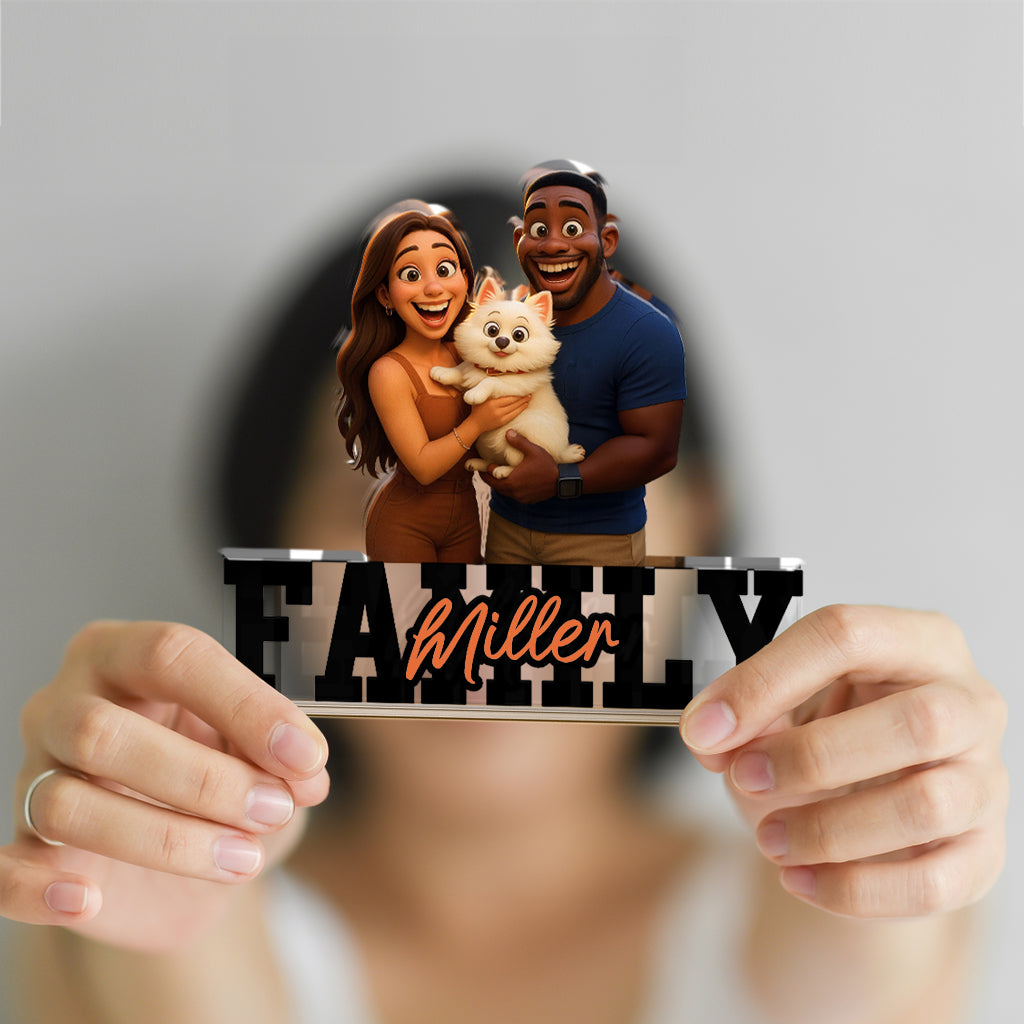 Custom Photo and Family Name - Personalized Family Gift - Custom Shape Acrylic Block Plaque