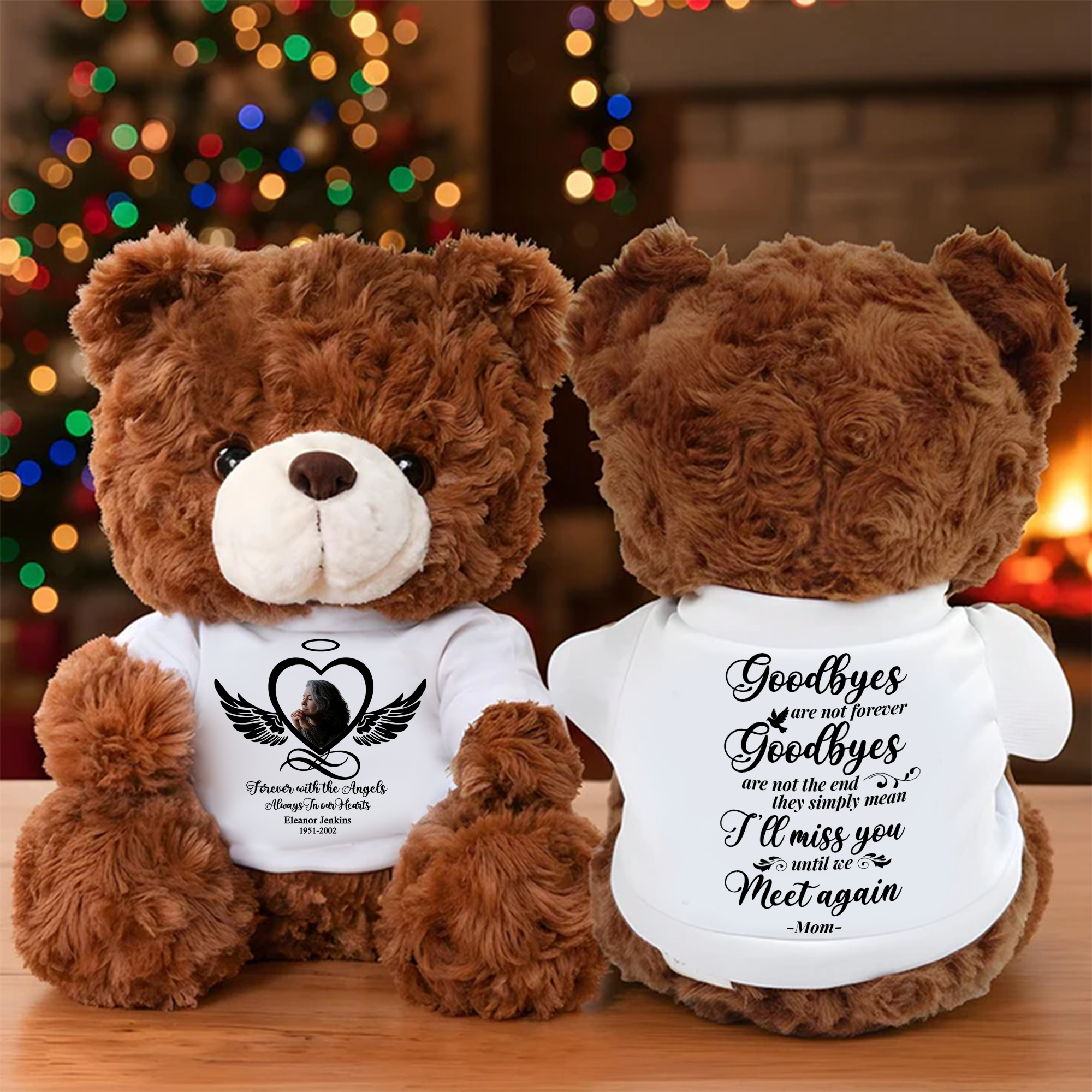 Until We Meet Again - Personalized Memorial Bear Plush - Custom Name and Photo Teddy Bear
