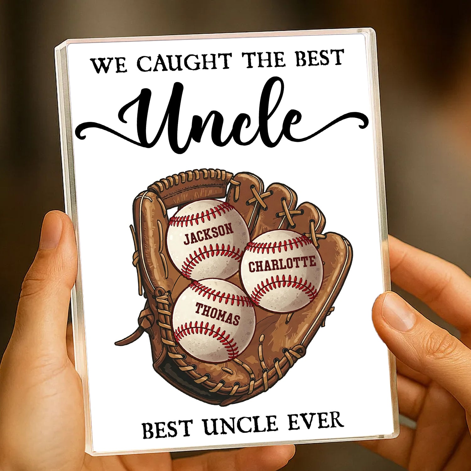 Personalized Baseball Dad Name Gift - Custom Shape Acrylic Block Plaque