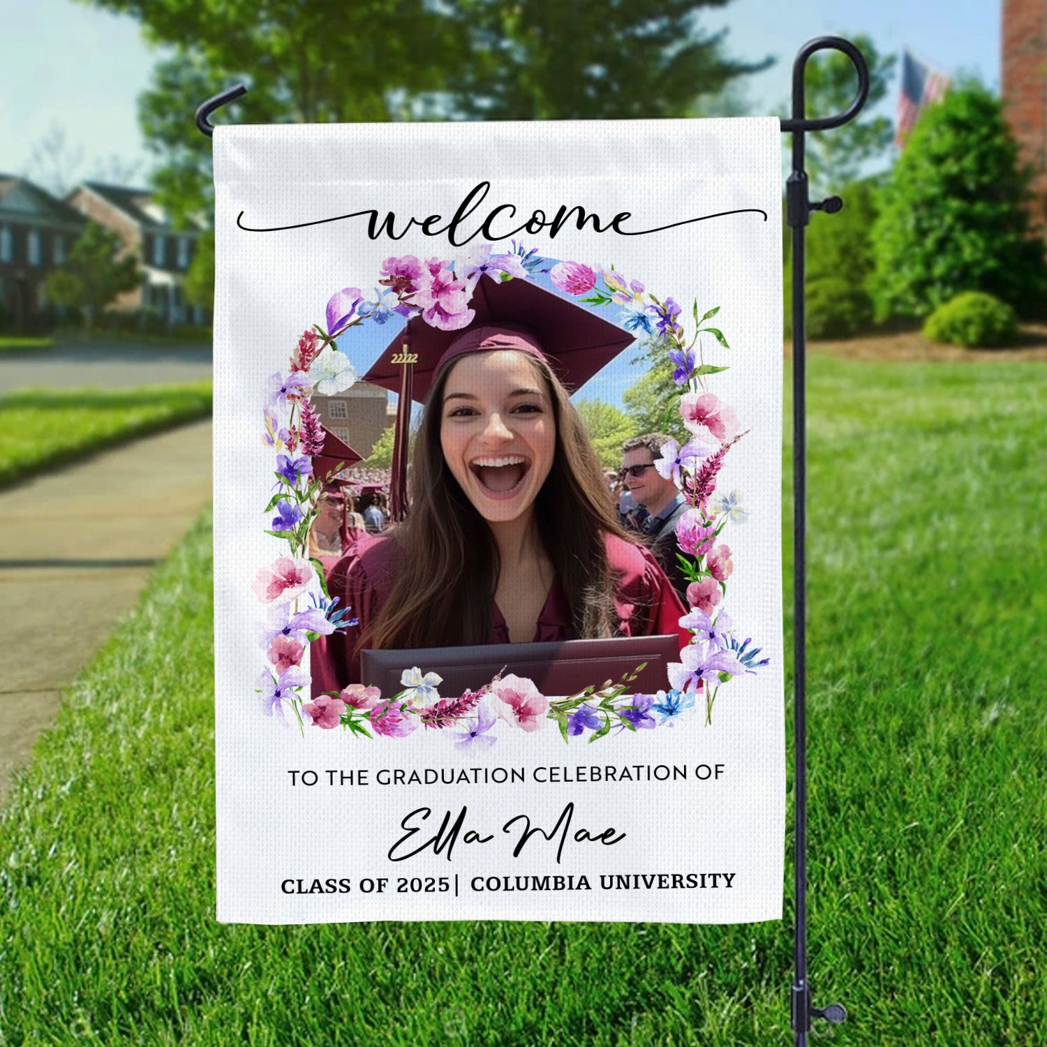 Custom Graduation Flag | Graduation Party Flag With Photo – Graduation Garden Flag & Party Decor