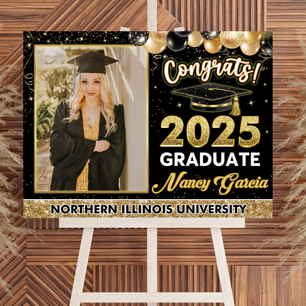 Graduation Gift, Congrats Class Of 2025 - Custom Photo And Texts Graduation Lawn Sign, Yard Sign