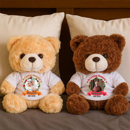 In Loving Memory - Personalized Memorial Bear Plush - Custom Name and Photo Teddy Bear