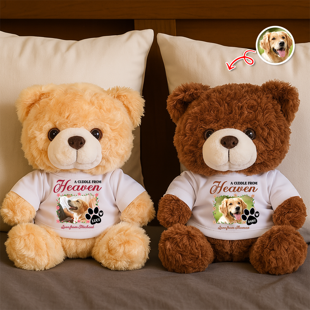 A Cuddle From Heaven - Memorial Gift - Custom Name and Photo Teddy Bear