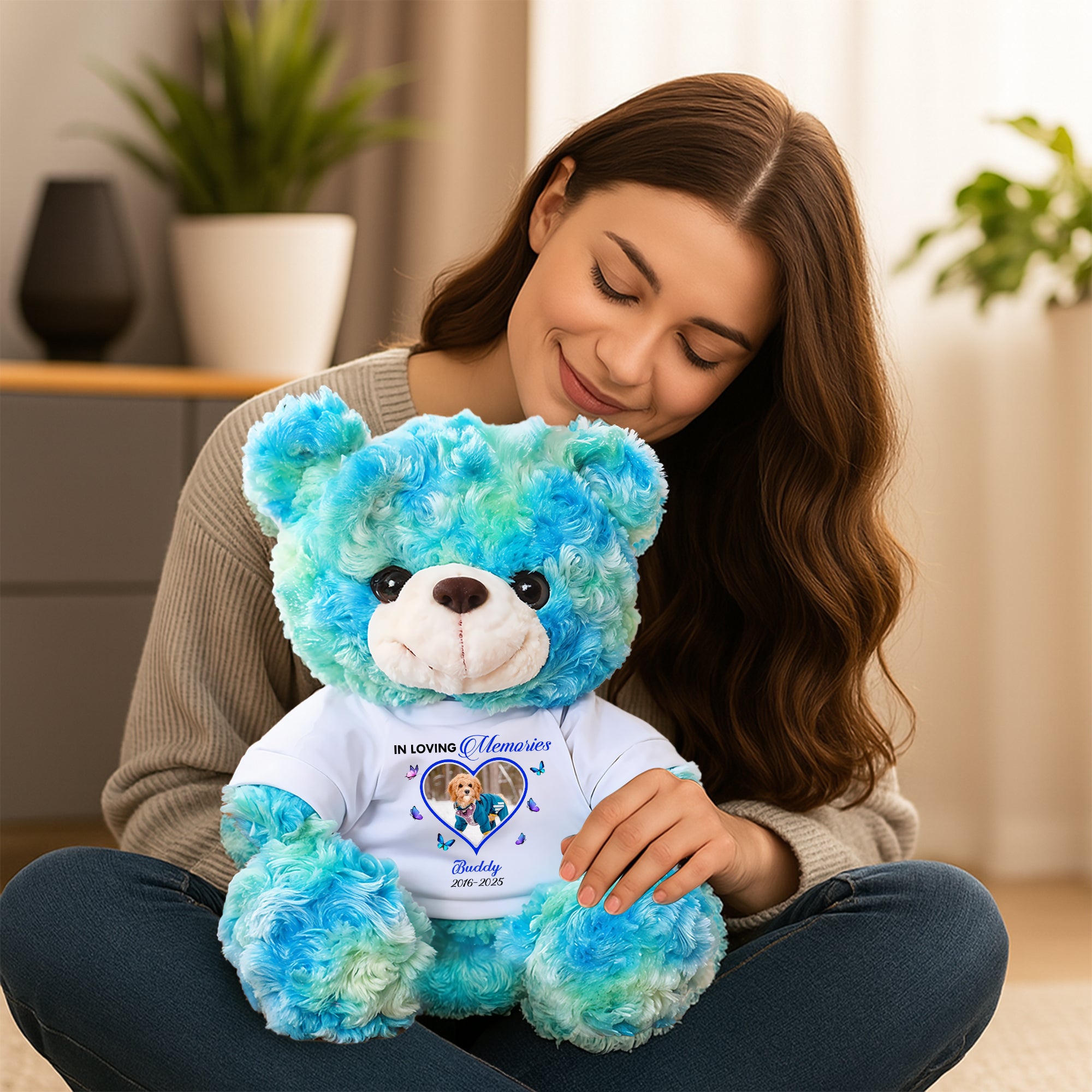 In Loving Memory - Personalized Memorial Bear Plush - Custom Name and Photo Teddy Bear
