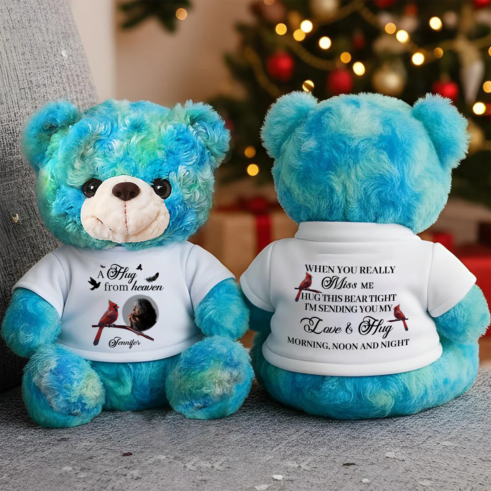 Cardinal A Hug From Heaven - Custom Name and Photo - Personalized Bear Plush