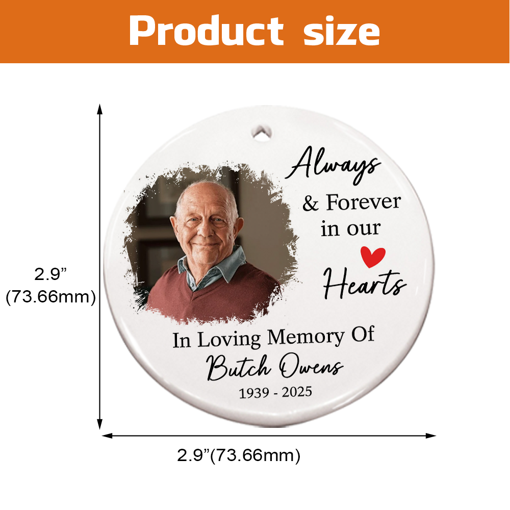 In Loving Memory - Custom Name and Photo Ceramic Ornament - Home Decor