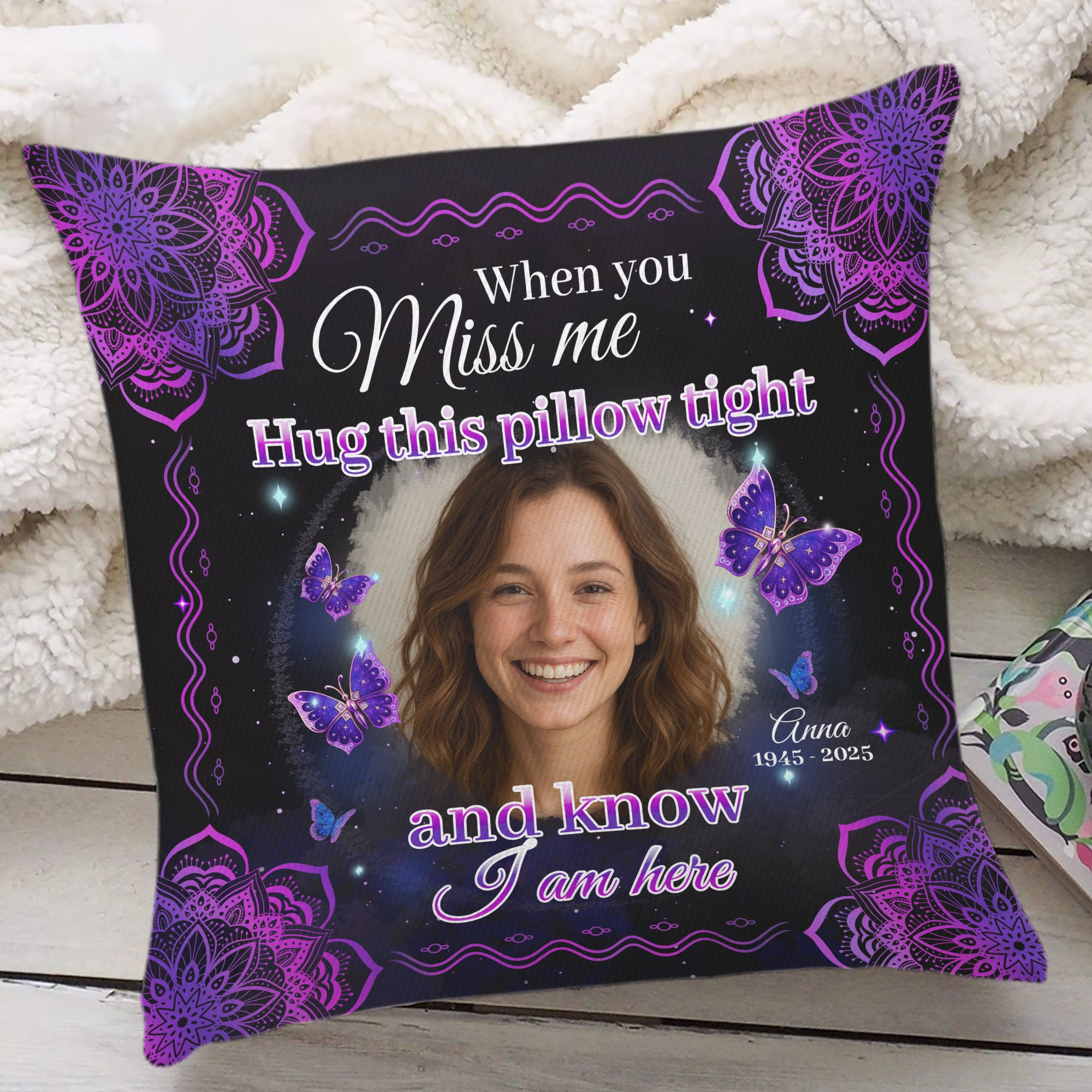 I Will Carry You With Me - Custom Name and Photo - Personalized Pet Memorial Pillow