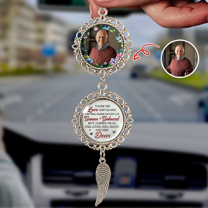 Custom Photo Memorial Gift - Personalized Photo Car Ornament With Charm
